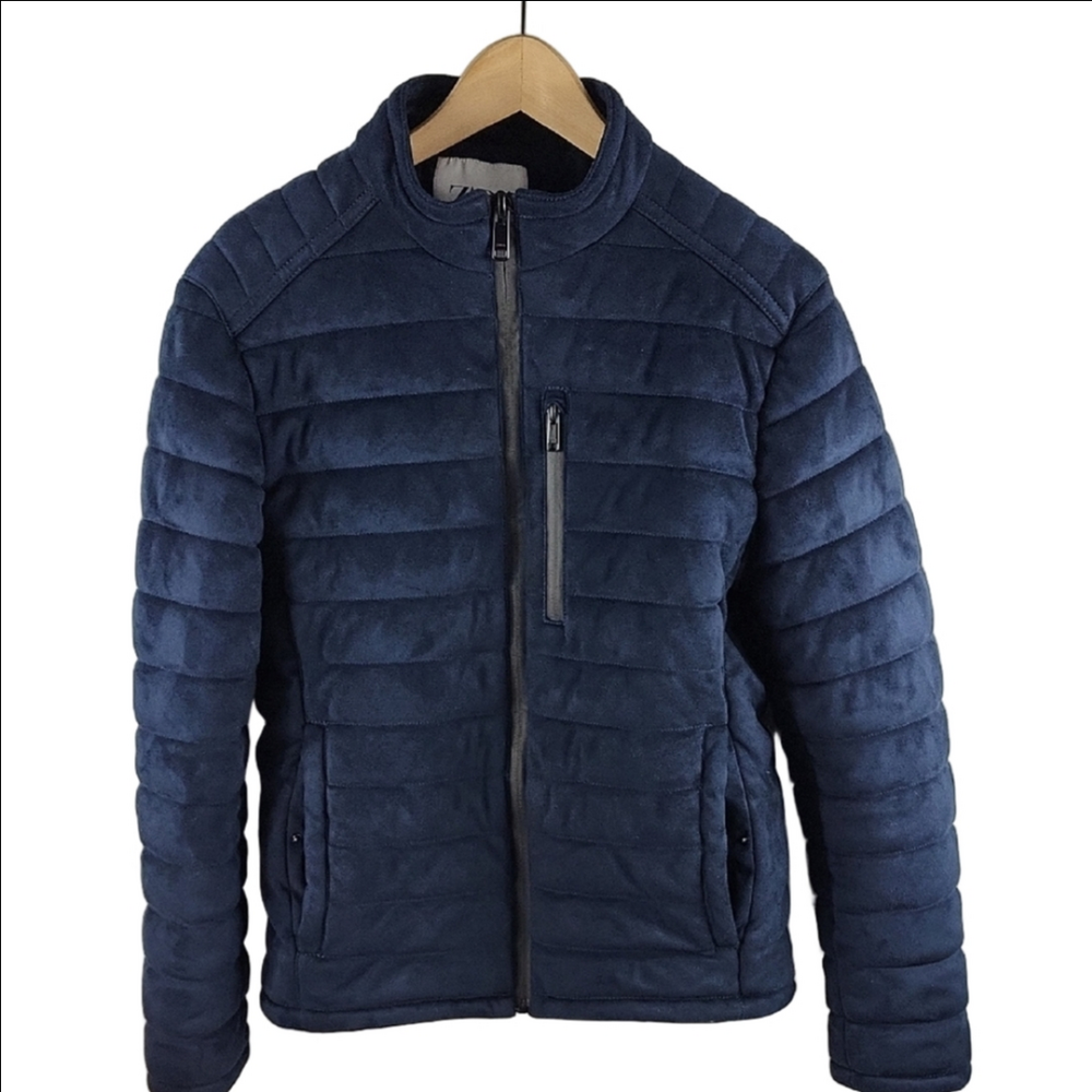 Zara Blue Puffer Jacket with Quilted Design